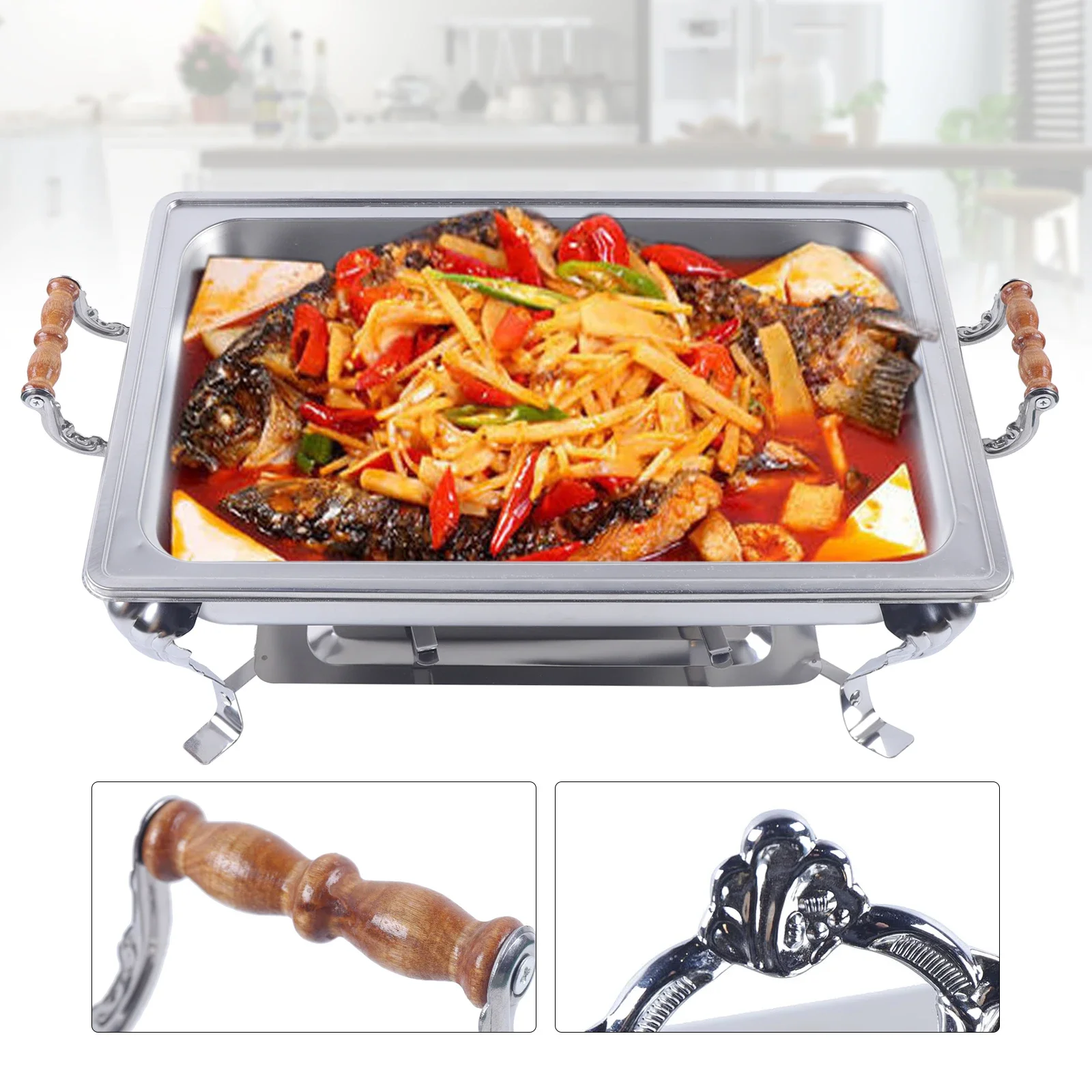 9 Quart / 8L Large Capacity Stainless Steel Rectangular Chafer Buffet Set, Catering Chafing Dish with Fuel Can Warmer for Party
9 Quart / 8L Large Capacity Stainless Steel Rectangular Chafer Buffet Set, Catering Chafing Dish with Fuel Can Warmer for Party