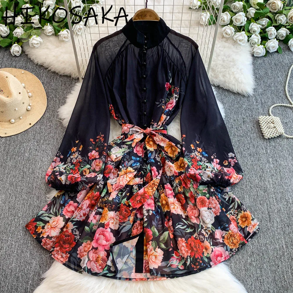 Court Style Mesh Patchwork Print Dress Stand Collar Lantern Sleeve Elegant Vestidos Femininos Autumn New Temperament Ropa Mujer
Court Style Mesh Patchwork Print Dress Stand Collar Lantern Sleeve Elegant Vestidos Femininos Autumn New Temperament Ropa Mujer