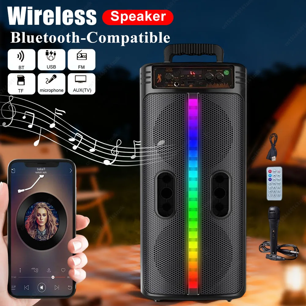 Portable Bluetooth-Compatible Speaker Double 8.5-Inch Subwoofer Stereo Loud Speaker Colorful Lights for Home Party Travel Outdoo
Portable Bluetooth-Compatible Speaker Double 8.5-Inch Subwoofer Stereo Loud Speaker Colorful Lights for Home Party Travel Outdoo