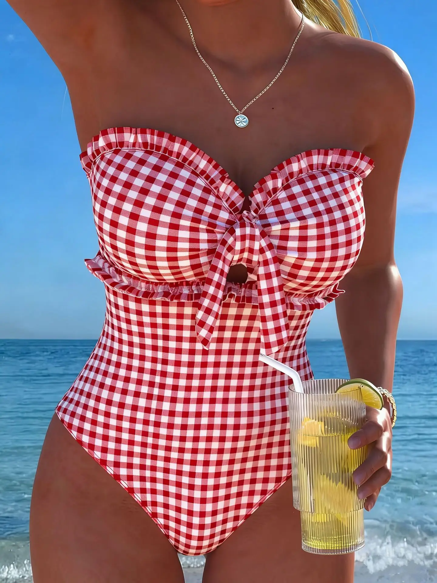2026 Striped Gingham Bandeau One Piece Swimsuit Women Tummy Control Tie Side Push Up Sexy Swimwear Beach Vacation Summer Outfits
2026 Striped Gingham Bandeau One Piece Swimsuit Women Tummy Control Tie Side Push Up Sexy Swimwear Beach Vacation Summer Outfits