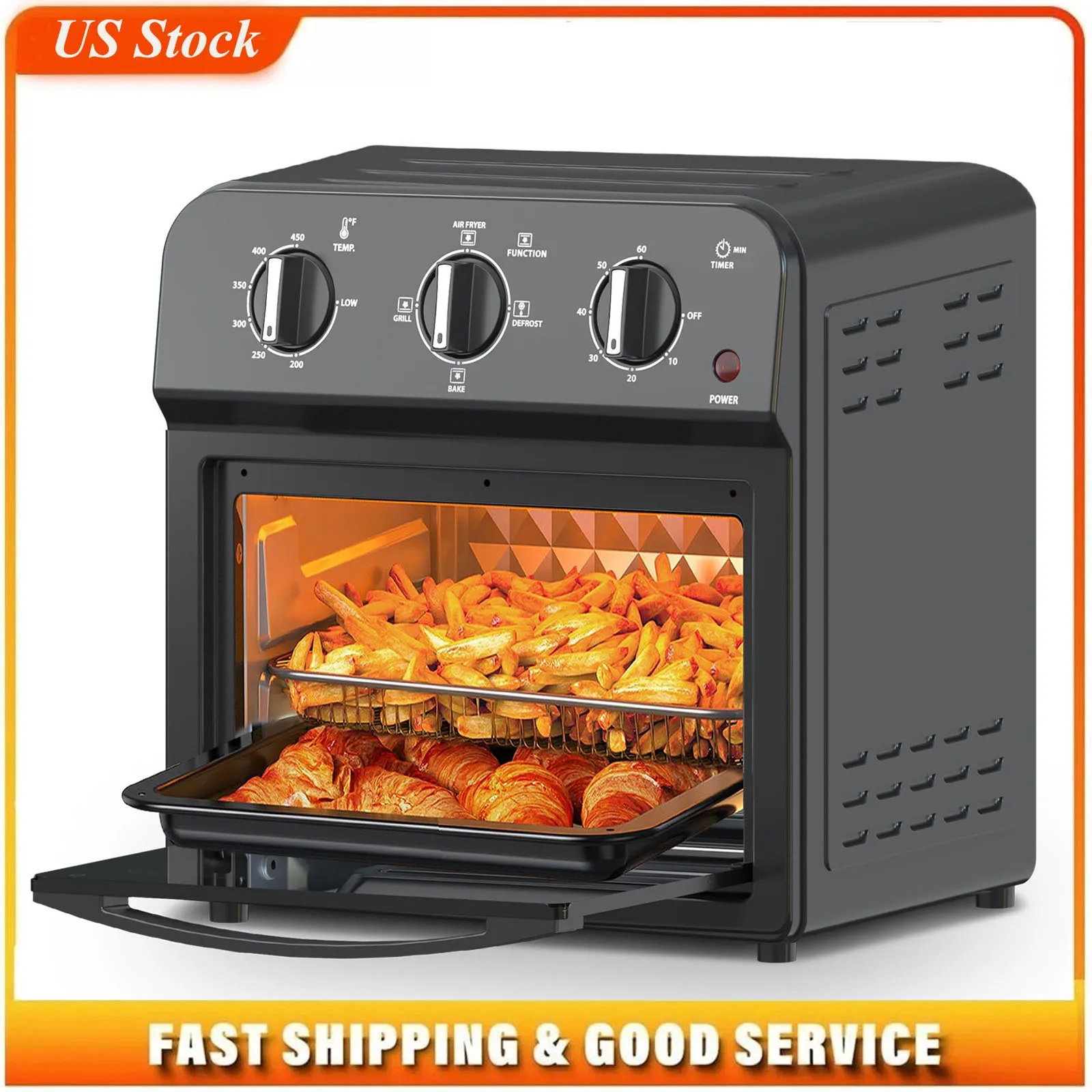 Family Size Air Fryer Toaster Oven Combo,13QT,360° Hot Air Circulation for Healthy Oil-Free Cooking, Multifunctional Convection Contertop Oven, Adjustable Time & Temp Control
Family Size Air Fryer Toaster Oven Combo,13QT,360° Hot Air Circulation for Healthy Oil-Free Cooking, Multifunctional Convection Contertop Oven, Adjustable Time & Temp Control