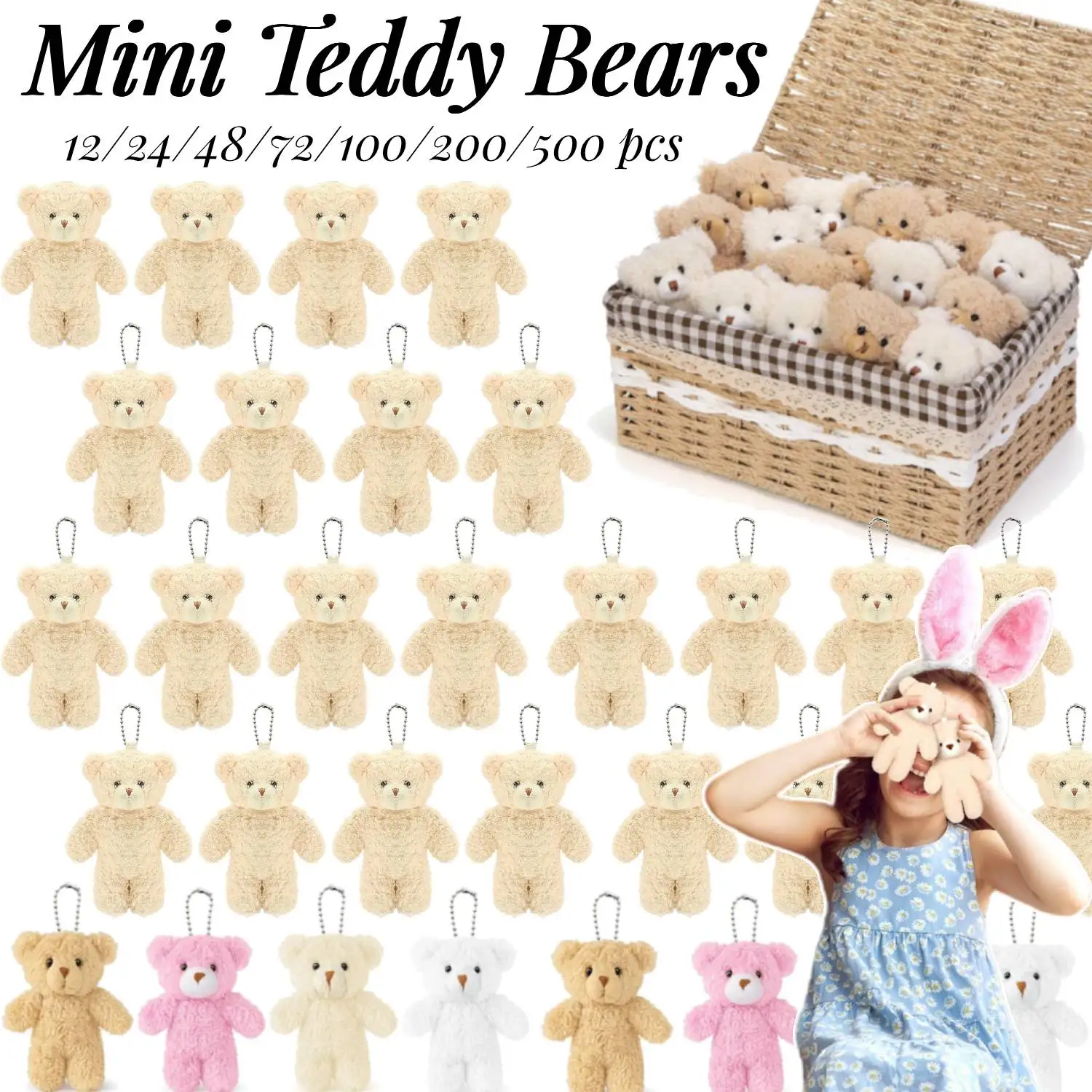 12-500Pcs Mini Teddy Bears Tiny Soft Stuffed Teddy Bear Small Plush Bears Bulk for Birthday Party Decor Favors Bag Keychain
12-500Pcs Mini Teddy Bears Tiny Soft Stuffed Teddy Bear Small Plush Bears Bulk for Birthday Party Decor Favors Bag Keychain