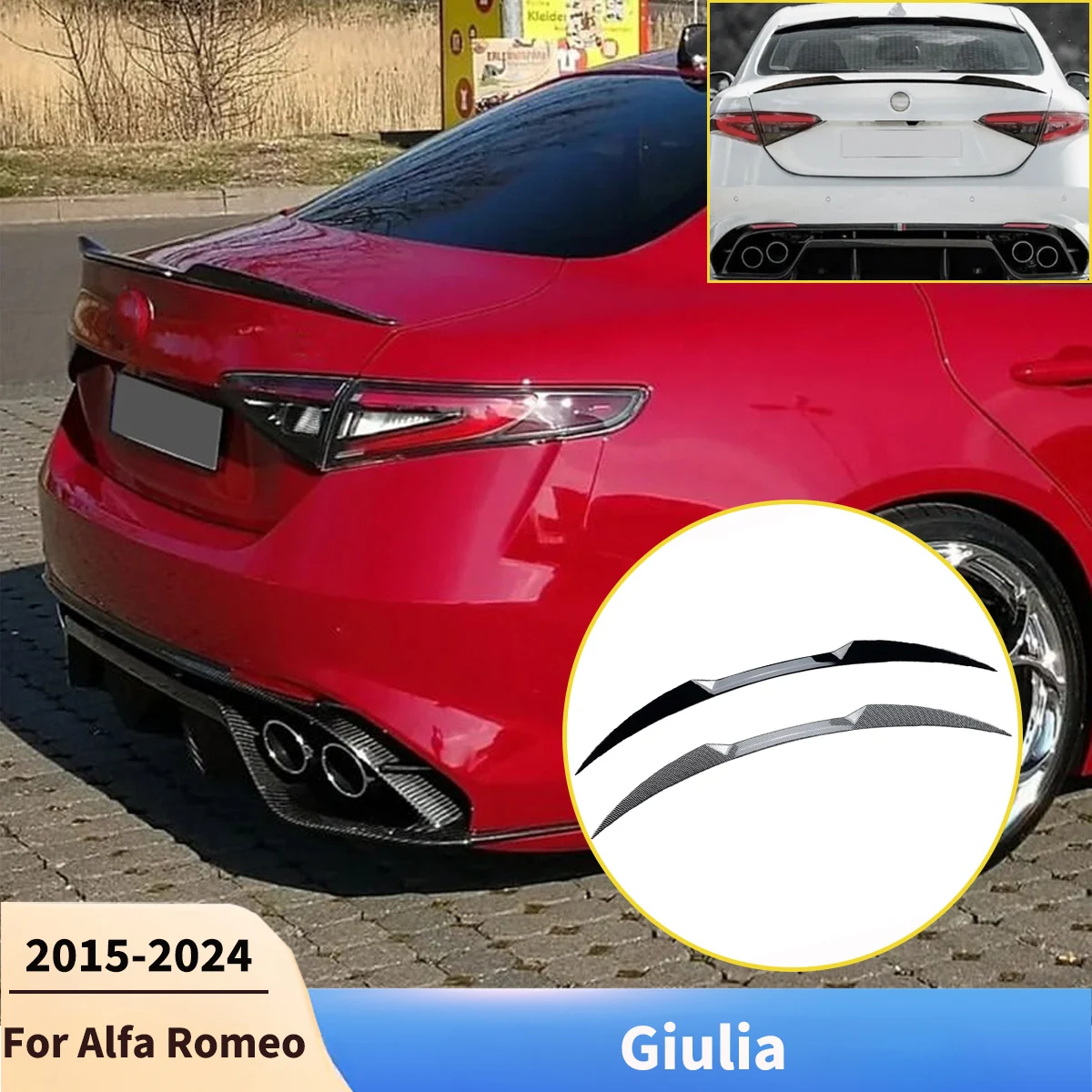 Rear Spoiler Wing Lip for Alfa Romeo Giulia 2015-2024 Trunk Tail Fin Lid Caps Bodykit Tuning Modification Auto Parts Accessories
Rear Spoiler Wing Lip for Alfa Romeo Giulia 2015-2024 Trunk Tail Fin Lid Caps Bodykit Tuning Modification Auto Parts Accessories