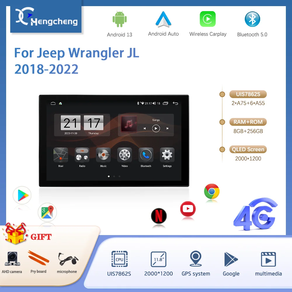 11.8" Android 13 8Core For Jeep Wrangler JL 2018-2022 Car Multimedia Video Player GPS Navigation Radio Carplay 4G WiFi 360camera
11.8" Android 13 8Core For Jeep Wrangler JL 2018-2022 Car Multimedia Video Player GPS Navigation Radio Carplay 4G WiFi 360camera
