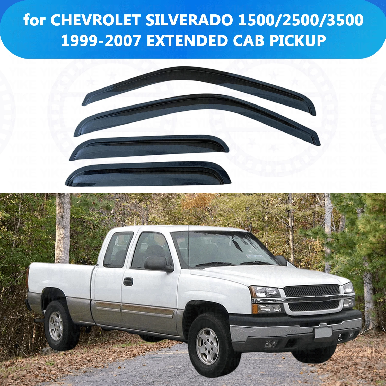for CHEVROLET SILVERADO 1500/2500/3500 1999-2005 2006 2007 EXTENDED CAB PICKUP Wind Rain Guard Accessories Outside-Mount Tape On
for CHEVROLET SILVERADO 1500/2500/3500 1999-2005 2006 2007 EXTENDED CAB PICKUP Wind Rain Guard Accessories Outside-Mount Tape On