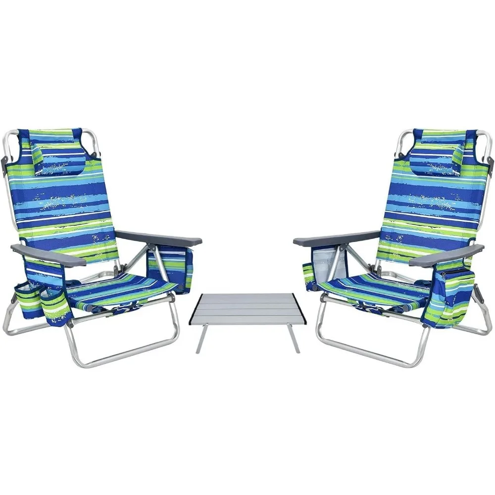 Backpack Beach Chairs Set, 3-Piece Portable Camping Chairs with Cup Holder, Ice Bag, 5-Position Outdoor Reclining Chairs
Backpack Beach Chairs Set, 3-Piece Portable Camping Chairs with Cup Holder, Ice Bag, 5-Position Outdoor Reclining Chairs