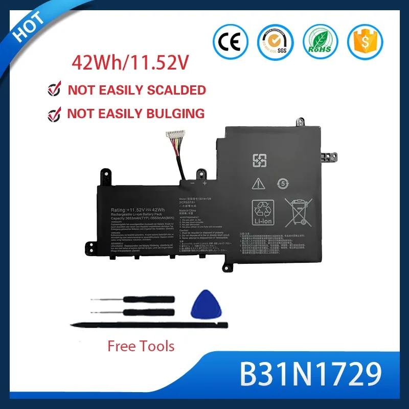 Replacement Battery B31N1729 11.52V 42Wh High Capacity Li ion for Asus S5300F S5300U S530U X530F Laptop Long Life Safe Quality
Replacement Battery B31N1729 11.52V 42Wh High Capacity Li ion for Asus S5300F S5300U S530U X530F Laptop Long Life Safe Quality