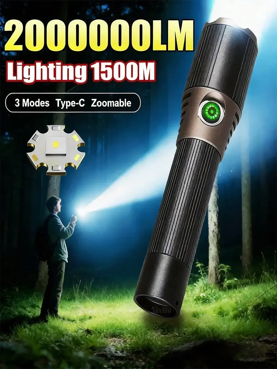 2026 Strong Light Portable Flashlight 18650 Rechargeable LED Torch Zoom Aluminum Alloy Flashlights 200000LM Super Bright Lantern
2026 Strong Light Portable Flashlight 18650 Rechargeable LED Torch Zoom Aluminum Alloy Flashlights 200000LM Super Bright Lantern