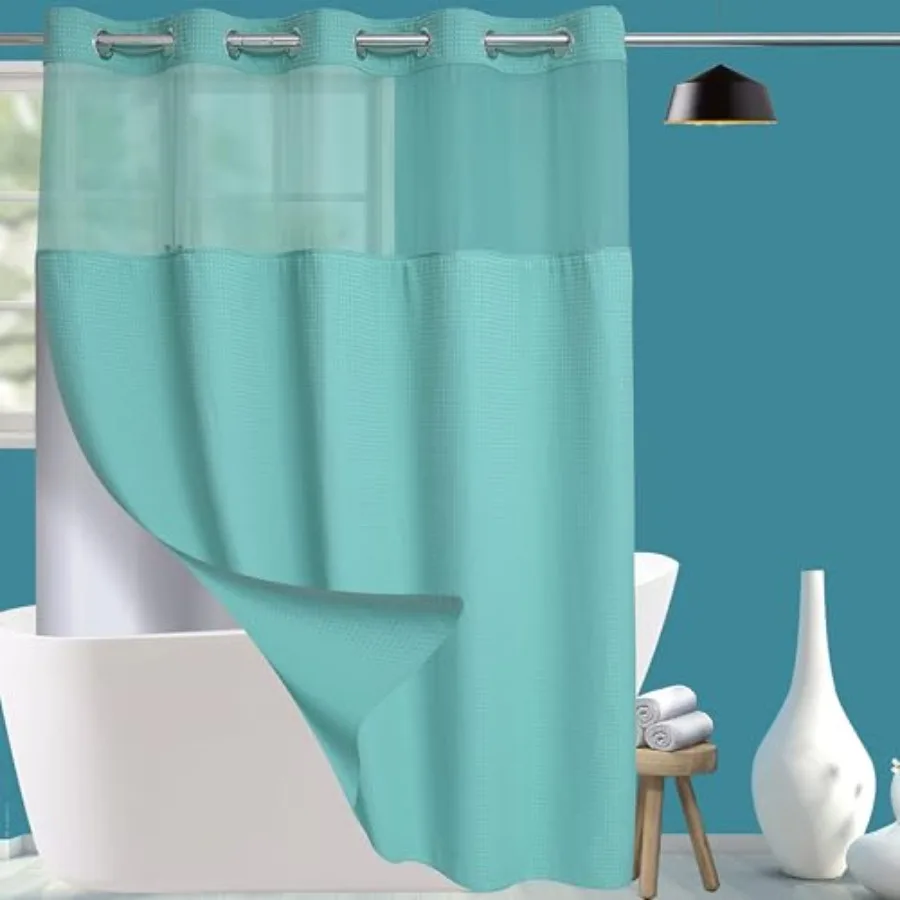 Extra Long No Hook Green Waffle Weave Shower Curtain with Snap in Liner Set, Hotel Luxury Shower Curtains for Bathroom with See
Extra Long No Hook Green Waffle Weave Shower Curtain with Snap in Liner Set, Hotel Luxury Shower Curtains for Bathroom with See