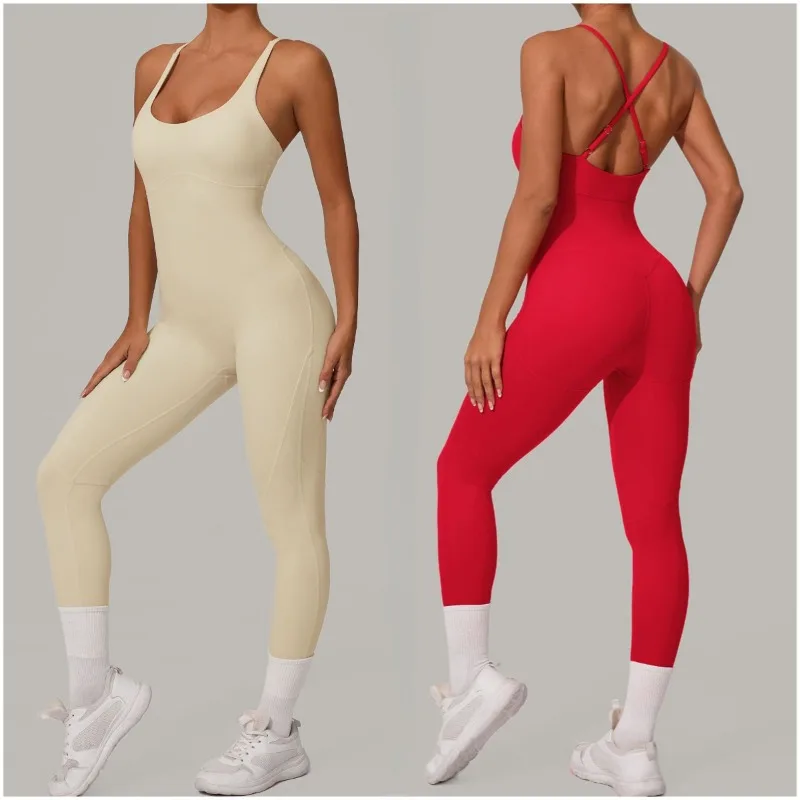 Women's Seamless Yoga Jumpsuit Cross Back Adjustable Straps Summer Workout Tight Fitness Gym Running Stretchy Sports Outfit
Women's Seamless Yoga Jumpsuit Cross Back Adjustable Straps Summer Workout Tight Fitness Gym Running Stretchy Sports Outfit