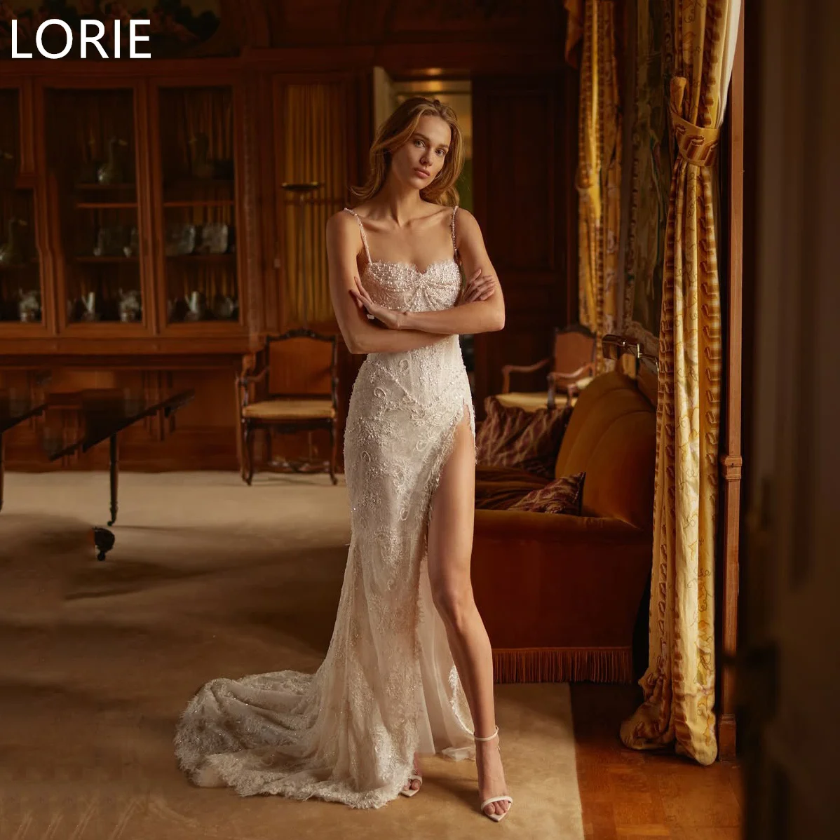 LORIE Elegant Side Split Mermaid Wedding Dresses Lace Appliques Bridal Gowns Sleeveless Country Wedding Gown Customized 2025
LORIE Elegant Side Split Mermaid Wedding Dresses Lace Appliques Bridal Gowns Sleeveless Country Wedding Gown Customized 2025
