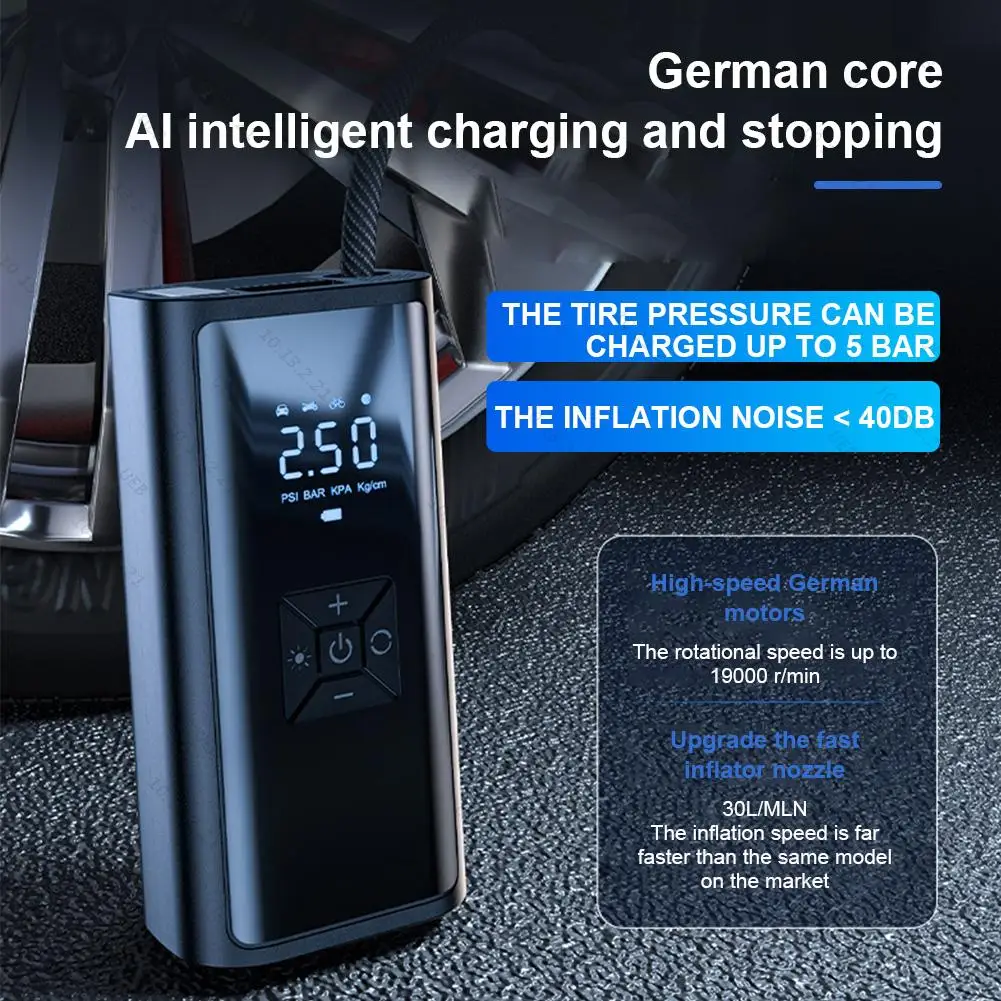 150PSI Electric Tire Pump with LED Light Bicycle Air Compressor LCD Display Car Air Pump for Automobile Bicycle Ball
150PSI Electric Tire Pump with LED Light Bicycle Air Compressor LCD Display Car Air Pump for Automobile Bicycle Ball