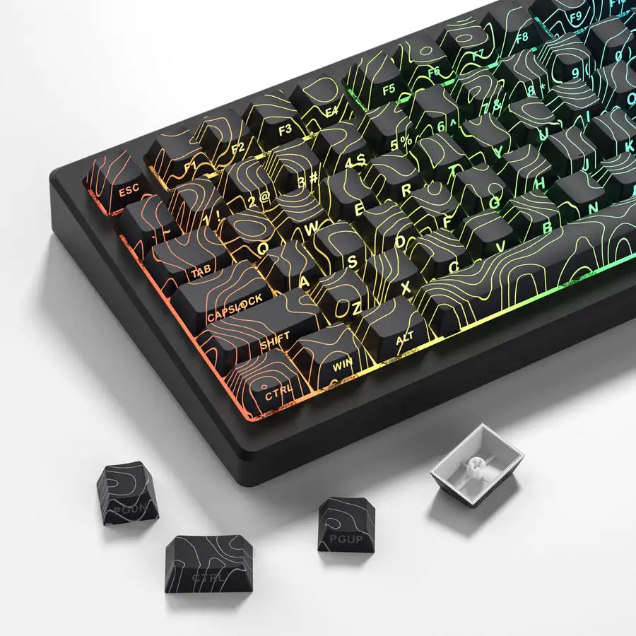 134 Keys Black Topograph V3 3.0 Dye Sub Side Printed Keycap Cherry Profile PBT RGB Backlit Keycaps for Cherry MX Switch Keyboard
134 Keys Black Topograph V3 3.0 Dye Sub Side Printed Keycap Cherry Profile PBT RGB Backlit Keycaps for Cherry MX Switch Keyboard