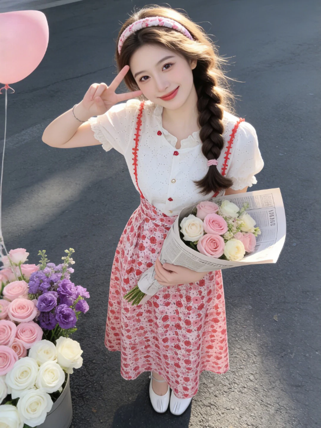 Unique Shirt Print Bib Overalls Two-Piece Set Gentle Style Comfortable Cotton Floral Summer Outfit for Young Women
Unique Shirt Print Bib Overalls Two-Piece Set Gentle Style Comfortable Cotton Floral Summer Outfit for Young Women