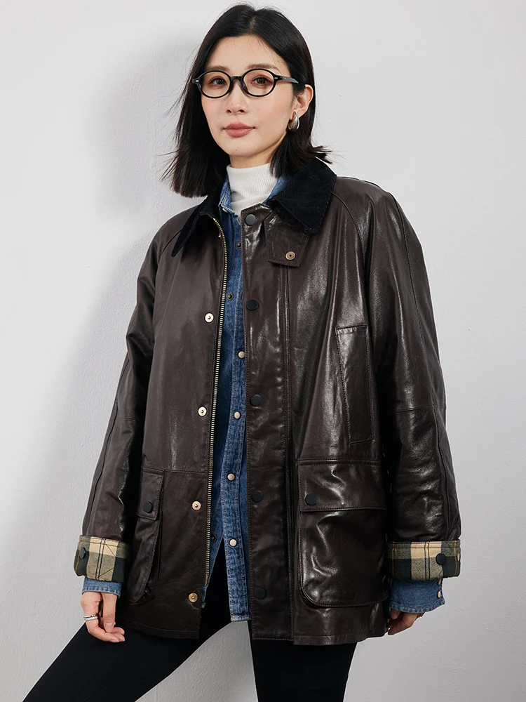 Vintage Genuine Leather Windbreaker Jackets for Women Spring Autumn 2026 New High-end Simple Loose Soft Real Sheepskin Coat
Vintage Genuine Leather Windbreaker Jackets for Women Spring Autumn 2026 New High-end Simple Loose Soft Real Sheepskin Coat