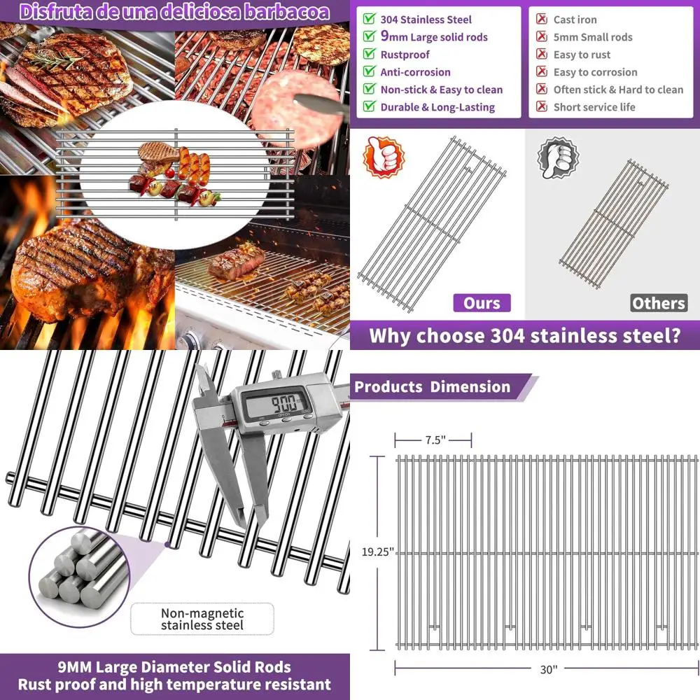 9mm 4-Pack Replacement Grill Grates for Bull Angus, Outlaw, and Lonstar Select Grills
9mm 4-Pack Replacement Grill Grates for Bull Angus, Outlaw, and Lonstar Select Grills