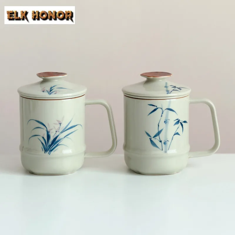 320ML Plant Ash Hand-painted Orchid Or Bamboo Filter Tea Separator Cup Zen Tea Mug With Infuser Tea Making Office Water Cup Gift
320ML Plant Ash Hand-painted Orchid Or Bamboo Filter Tea Separator Cup Zen Tea Mug With Infuser Tea Making Office Water Cup Gift