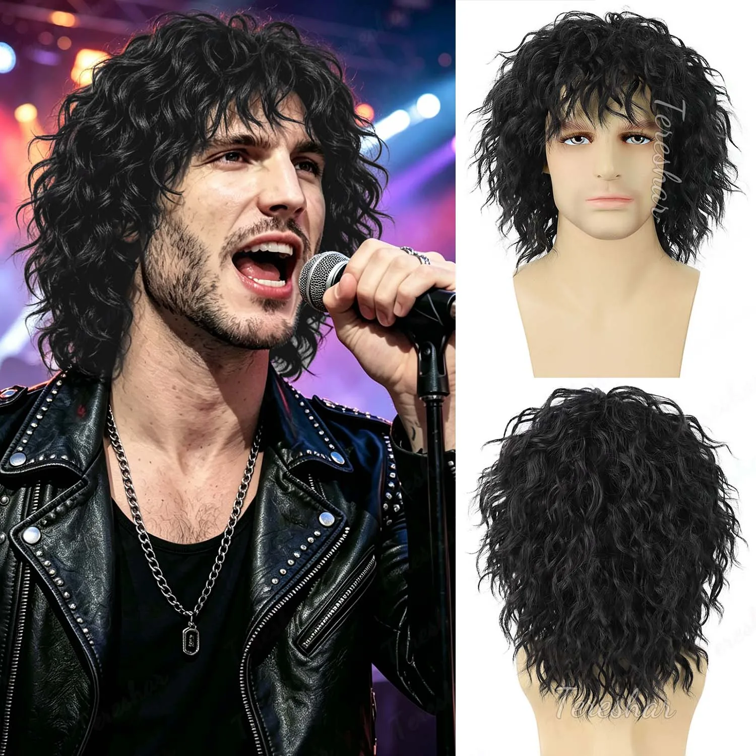 Synthetic Men and Women Short Curly Black|Brown Wig 70s 80s Rocker Mullet Party Funny Wig Disco Punk Heavy Metal Rocker Wig
Synthetic Men and Women Short Curly Black|Brown Wig 70s 80s Rocker Mullet Party Funny Wig Disco Punk Heavy Metal Rocker Wig