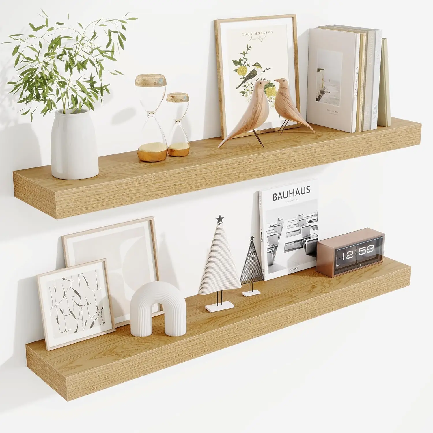Floating Shelves for Room Wall, 36 Inch Long Shelf Set of 2, Hanging Wood Shelves for Storage & Display, Oak
Floating Shelves for Room Wall, 36 Inch Long Shelf Set of 2, Hanging Wood Shelves for Storage & Display, Oak