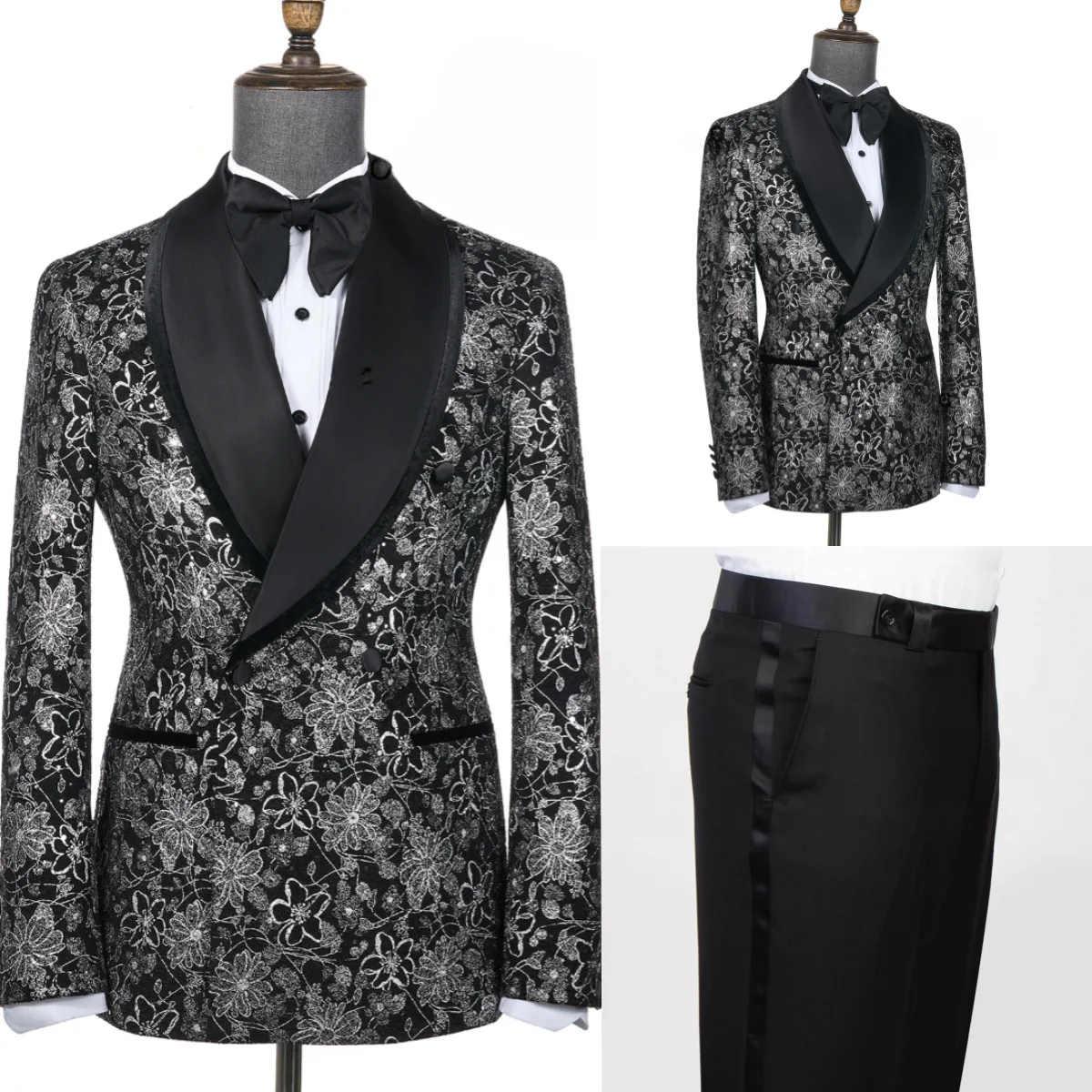 Fashion Jacquard Men Suits 2 Pieces Shawl Lapel Double Breasted Jacket Sets Classic Fit Groom Wedding Tuxedos
Fashion Jacquard Men Suits 2 Pieces Shawl Lapel Double Breasted Jacket Sets Classic Fit Groom Wedding Tuxedos