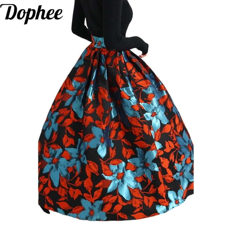 High Quality Palace Retro Jacquard Flower Ultra Long Shirt Women New Spring Autumn High Waist Elegant Floor-length A-line Skirt
High Quality Palace Retro Jacquard Flower Ultra Long Shirt Women New Spring Autumn High Waist Elegant Floor-length A-line Skirt