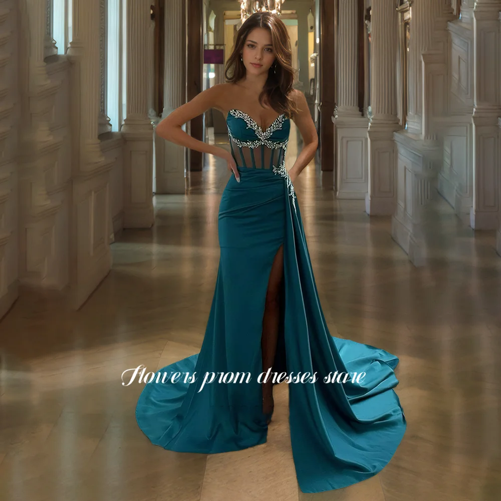 Flowers Prom Mermaid Evening Dress Beaded Party Dress Fish Boned Glitter Formal Occasion Dress for Women Customized
Flowers Prom Mermaid Evening Dress Beaded Party Dress Fish Boned Glitter Formal Occasion Dress for Women Customized
