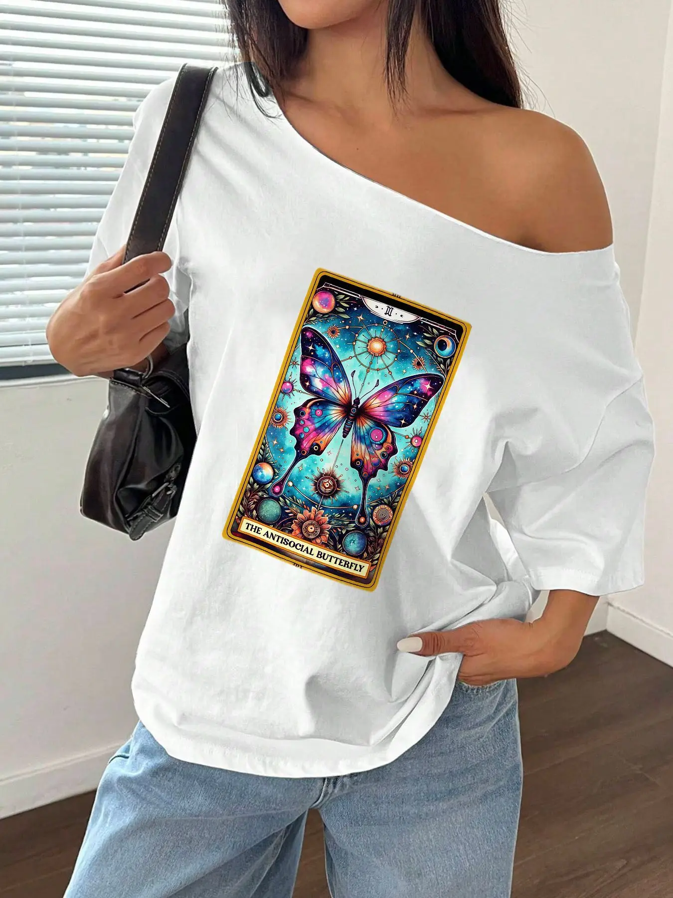 100% Cotton Plus Size Celestial Butterfly Tarot Card Print Shoulder Loose Print T-Shirt Oversized Y2K Style Graphic Tees Wome
100% Cotton Plus Size Celestial Butterfly Tarot Card Print Shoulder Loose Print T-Shirt Oversized Y2K Style Graphic Tees Wome