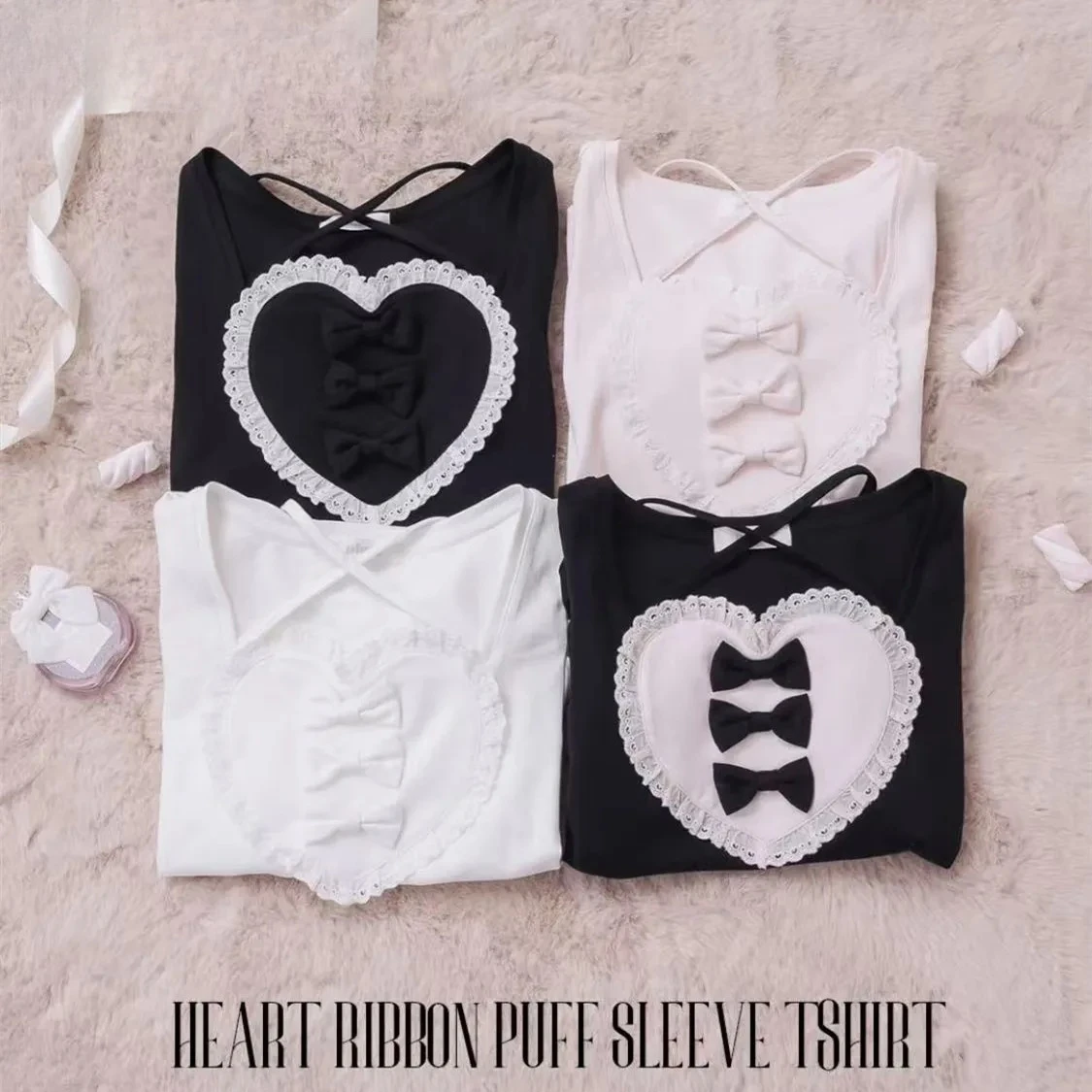 Summer Girls Casual Tees 2026 New Lace Big Heart Bows Tie Short Sleeves T-shirt Femme Fashion Japanese Style Women's Tops
Summer Girls Casual Tees 2026 New Lace Big Heart Bows Tie Short Sleeves T-shirt Femme Fashion Japanese Style Women's Tops