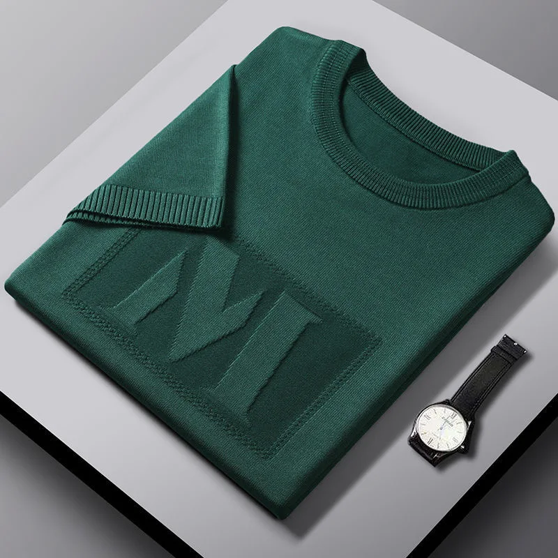 High quality knitted short sleeve T-shirt men's summer fashionable jacquard letter luxury large casual breathable round neck top
High quality knitted short sleeve T-shirt men's summer fashionable jacquard letter luxury large casual breathable round neck top