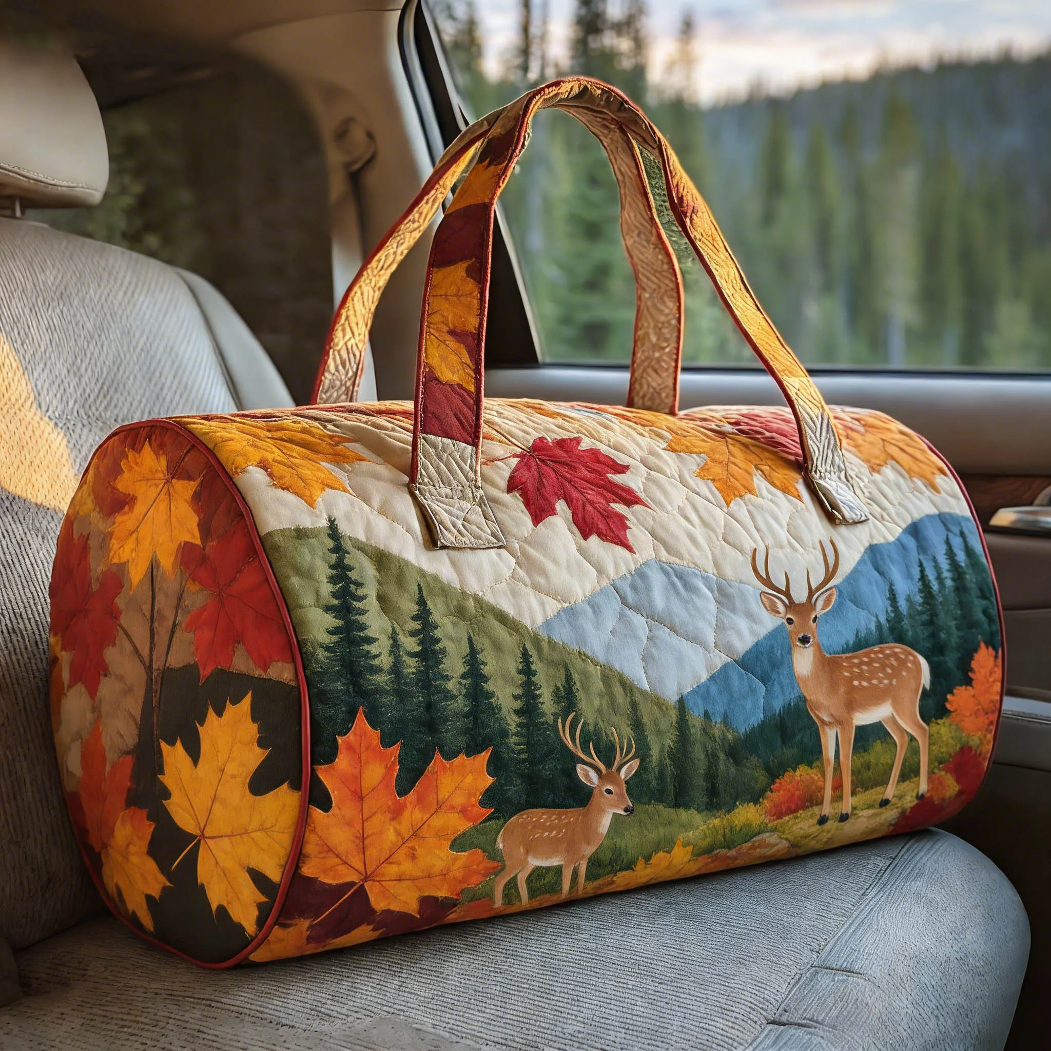 Осенняя стеганая дорожная сумка-дафл с принтом «Кленовый лес и олени», большая легкая сумка для путешествий в осеннем стиле для женщин и мужчин
Осенняя стеганая дорожная сумка-дафл с принтом «Кленовый лес и олени», большая легкая сумка для путешествий в осеннем стиле для женщин и мужчин