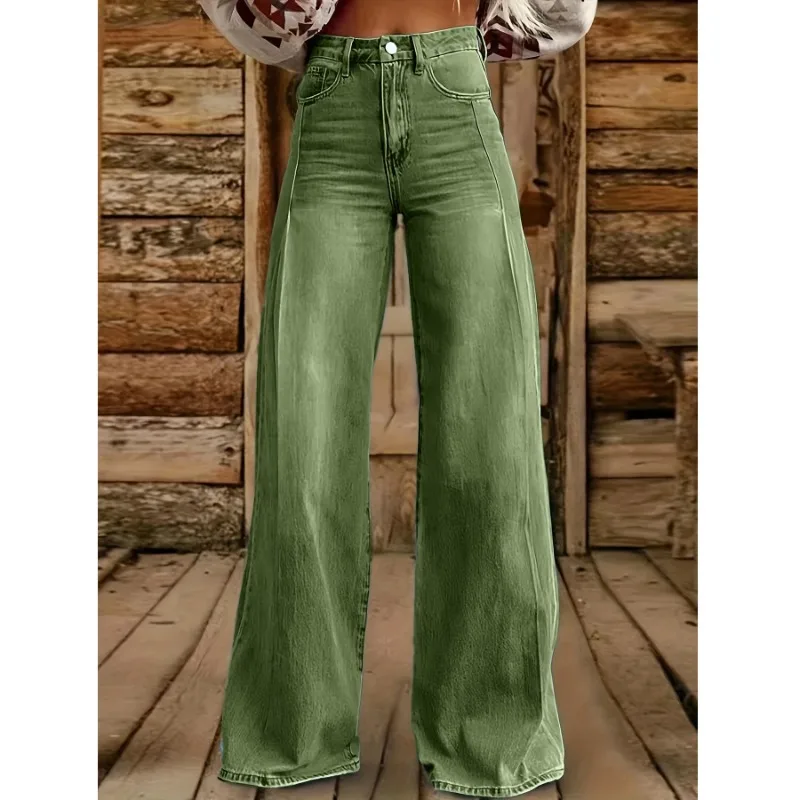 Women's Loose Fit Straight Leg American Style Jeans Streetwear Elastic Green Denim Fashionable for All Seasons
Women's Loose Fit Straight Leg American Style Jeans Streetwear Elastic Green Denim Fashionable for All Seasons