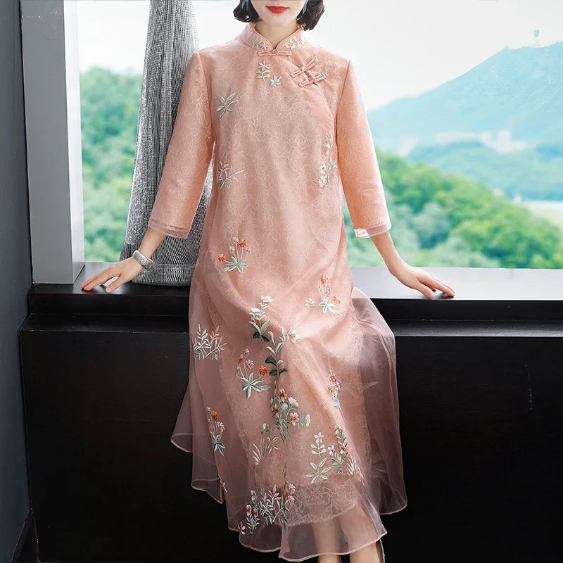 Vintage Spring Summer Women Clothes , Female Woman Green Embroidery A Line Loose Cheongsam Dress , Womens Chipao Dresses
Vintage Spring Summer Women Clothes , Female Woman Green Embroidery A Line Loose Cheongsam Dress , Womens Chipao Dresses