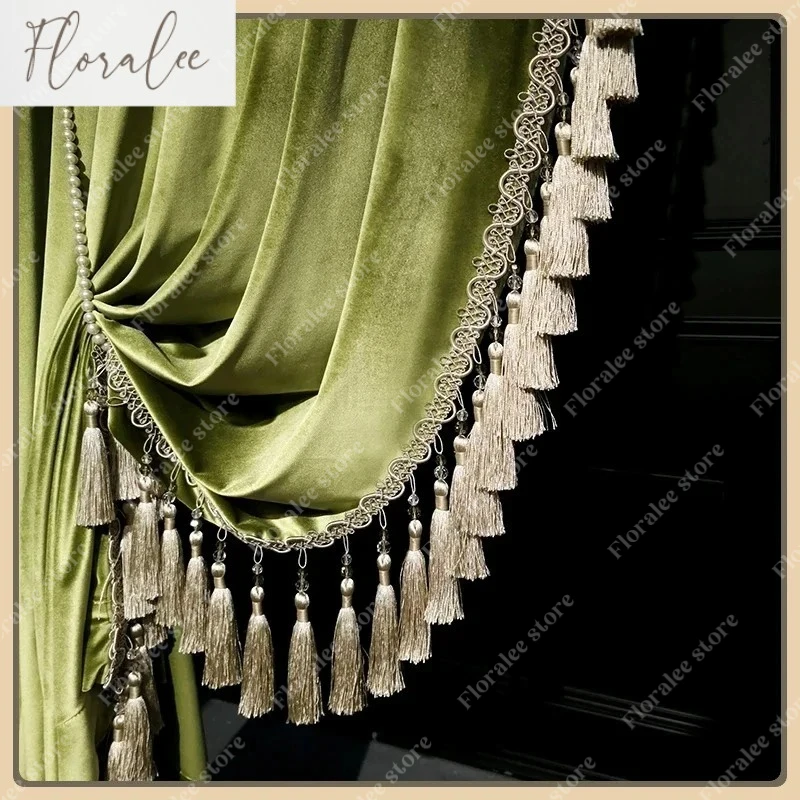 French Light Luxury Olive Green Velvet Curtains for Living Room Bedroom High-end Curtains 2025 New European Villa Custom Size
French Light Luxury Olive Green Velvet Curtains for Living Room Bedroom High-end Curtains 2025 New European Villa Custom Size