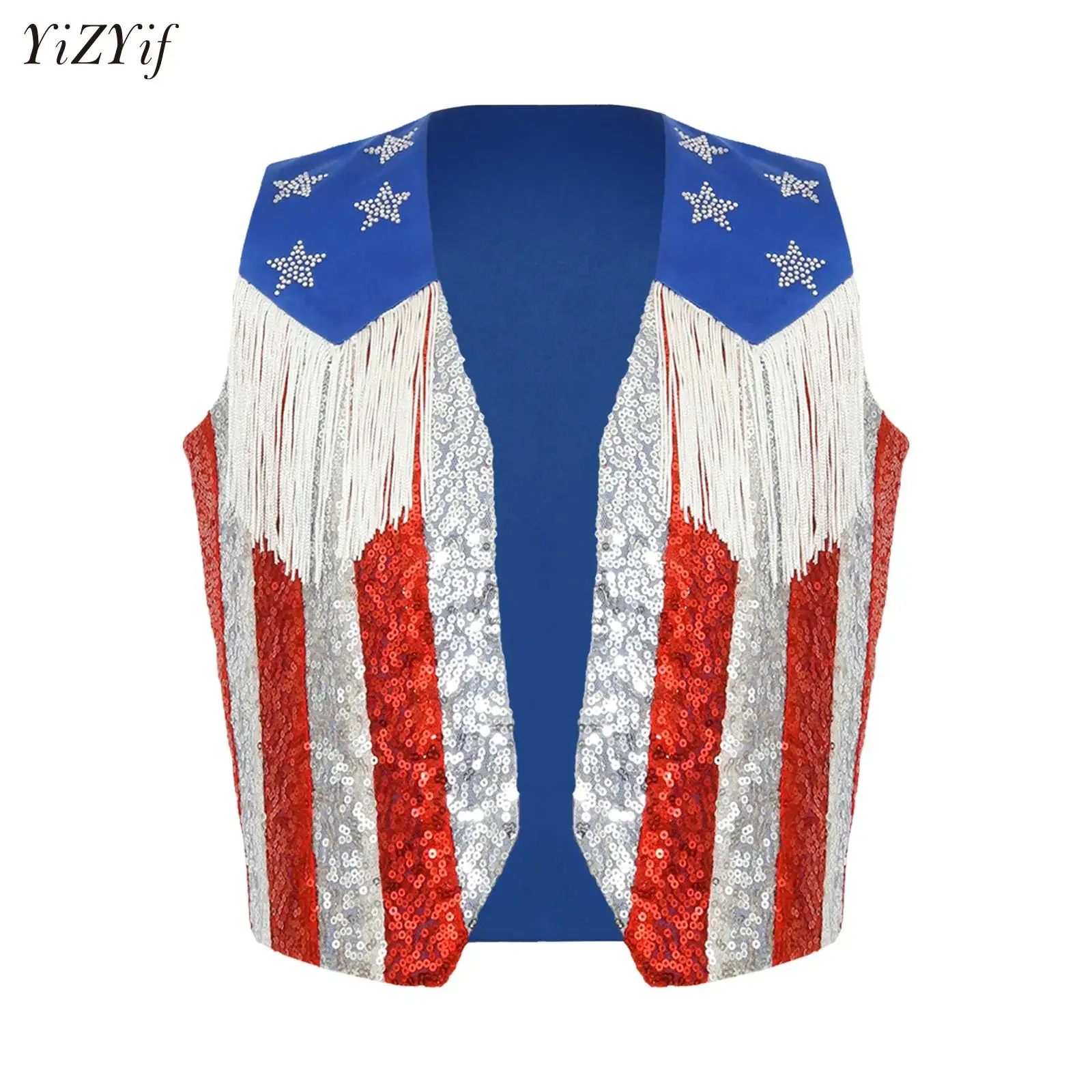 Boys Girls Hip-hop Jazz Dance Vest Waistcoat Sequins Blazers Tops July 4th Independence Day Themed Party Performance Costumes
Boys Girls Hip-hop Jazz Dance Vest Waistcoat Sequins Blazers Tops July 4th Independence Day Themed Party Performance Costumes
