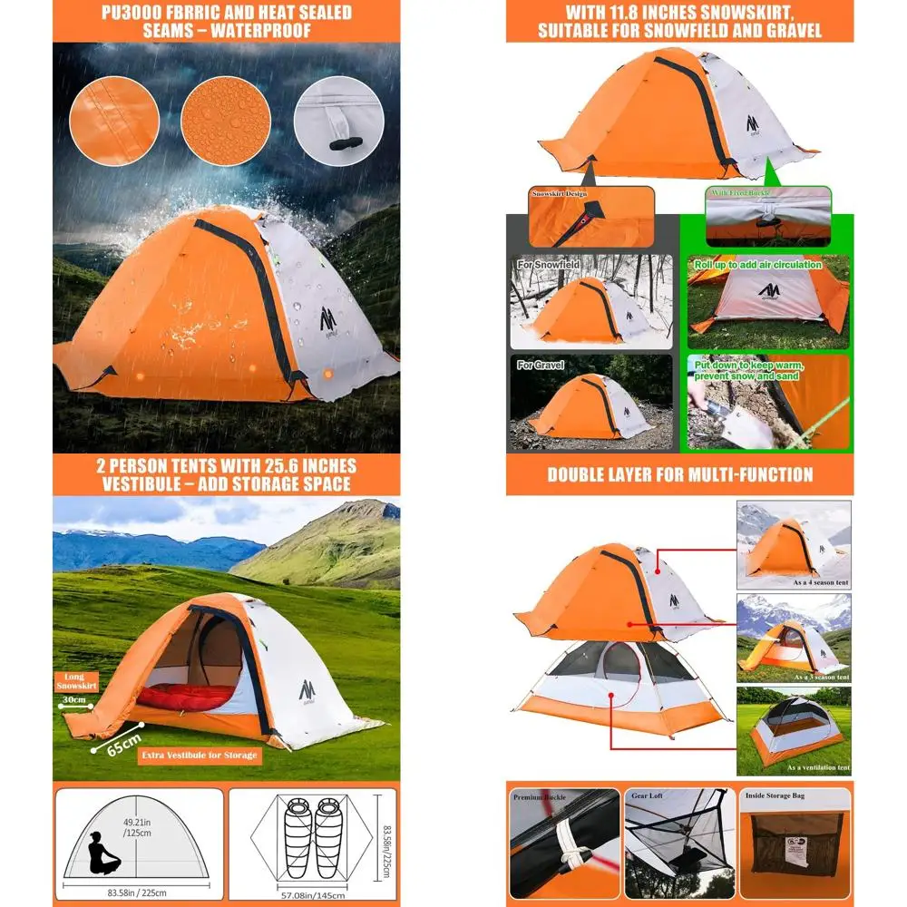 Ultralight Waterproof 2-Person Backpacking Tent with Double Doors for Easy Setup and All-Weather Protection
Ultralight Waterproof 2-Person Backpacking Tent with Double Doors for Easy Setup and All-Weather Protection
