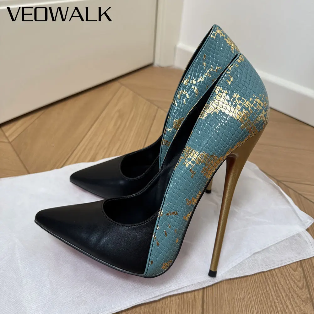 Women's 16cm Ultra High Heels Gold Snake Skin Print Black Pointed Toe Stiletto Pumps Pole Dance Runway Party Club Dress Shoes
Women's 16cm Ultra High Heels Gold Snake Skin Print Black Pointed Toe Stiletto Pumps Pole Dance Runway Party Club Dress Shoes