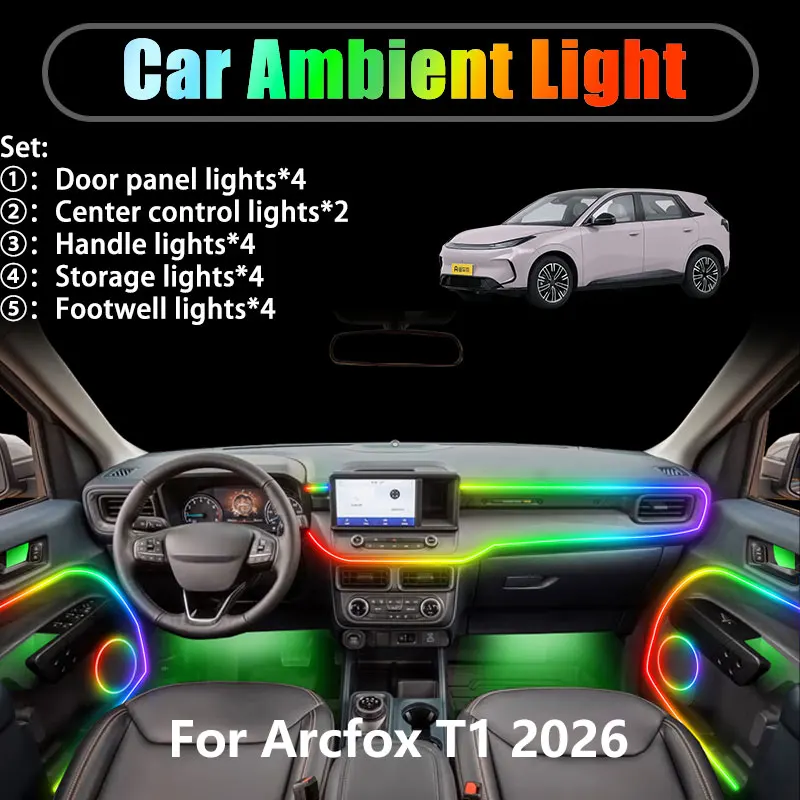 Для Arcfox T1 2026 2/18 в 1, автомобильное окружающее освещение, светодиодные внутренние светодиодные фонари багажника, USB RGB, ансамбль, стример, аксессуары, автозапчасти
Для Arcfox T1 2026 2/18 в 1, автомобильное окружающее освещение, светодиодные внутренние светодиодные фонари багажника, USB RGB, ансамбль, стример, аксессуары, автозапчасти