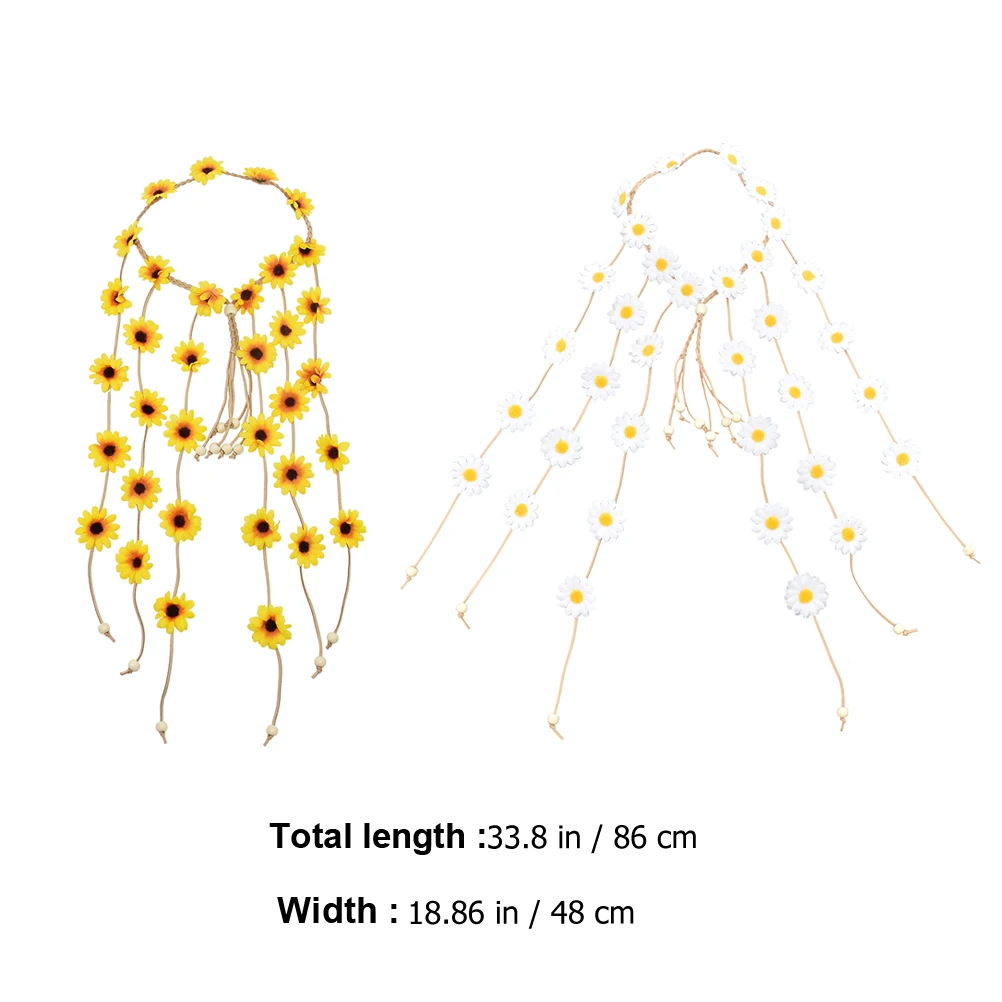 2pcs Bohemia Style Head Band Simulate Sunflower Daisy Garland Headpiece For Women Girls Party Bridal Beach Costume Cosplay Hair
2pcs Bohemia Style Head Band Simulate Sunflower Daisy Garland Headpiece For Women Girls Party Bridal Beach Costume Cosplay Hair