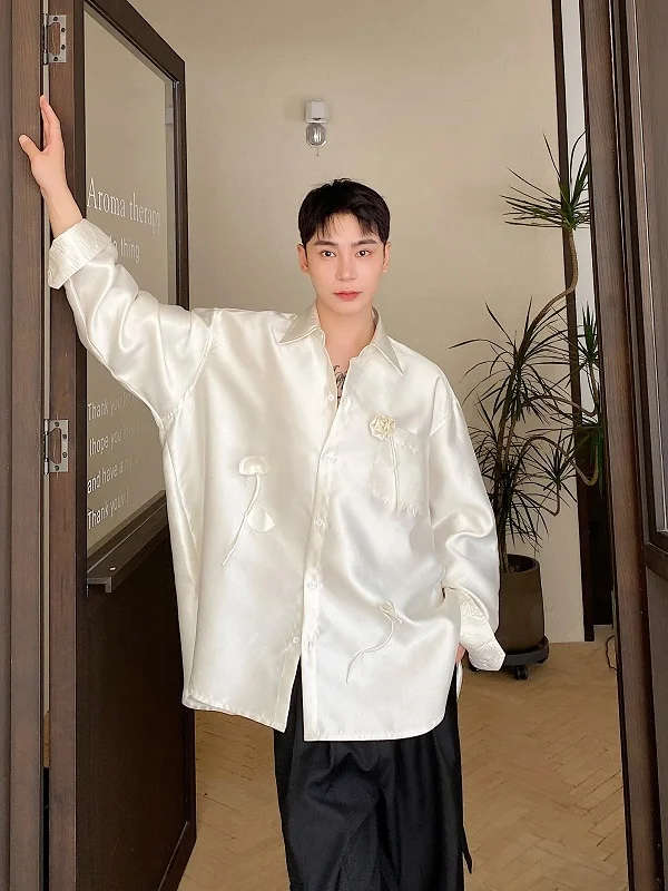 Handmade Flower Long Sleeve Men's Shirt Loose Fit Casual Style Korean Version Fashionable And Stylish Advanced Feeling
Handmade Flower Long Sleeve Men's Shirt Loose Fit Casual Style Korean Version Fashionable And Stylish Advanced Feeling