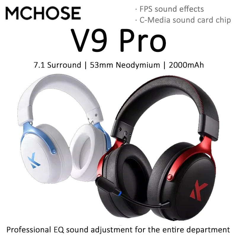 Игровые наушники MCHOSE V9 Pro для киберспорта, четыре режима работы, C-Media, для ПК, с микрофоном, 2000 мАч, объемный звук 7.1, накладные
Игровые наушники MCHOSE V9 Pro для киберспорта, четыре режима работы, C-Media, для ПК, с микрофоном, 2000 мАч, объемный звук 7.1, накладные