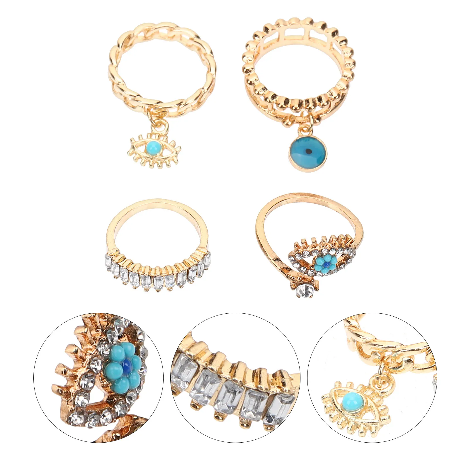 4Pcs Evil Eye Ring Adjustable Open Ring for Women Rhinestone Aesthetic Jewelry Gift Cool Punk Statement Finger Rings
4Pcs Evil Eye Ring Adjustable Open Ring for Women Rhinestone Aesthetic Jewelry Gift Cool Punk Statement Finger Rings