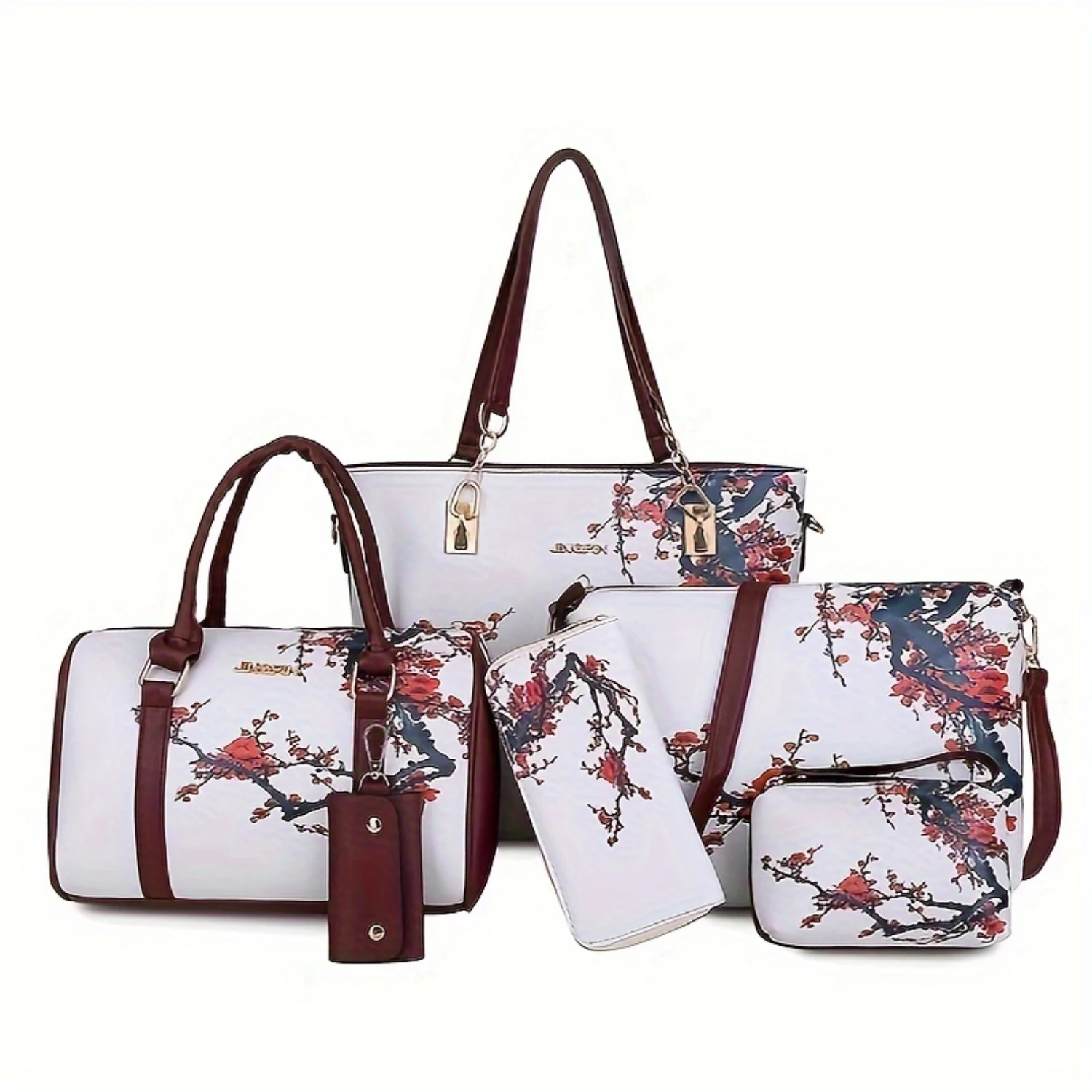 6pcs Ethnic Style Women Purse Set, Stylish Flower Print Tote Bag With Boston Handbag Crossbody Bag Long Wallet Wristlet Clutch C
6pcs Ethnic Style Women Purse Set, Stylish Flower Print Tote Bag With Boston Handbag Crossbody Bag Long Wallet Wristlet Clutch C