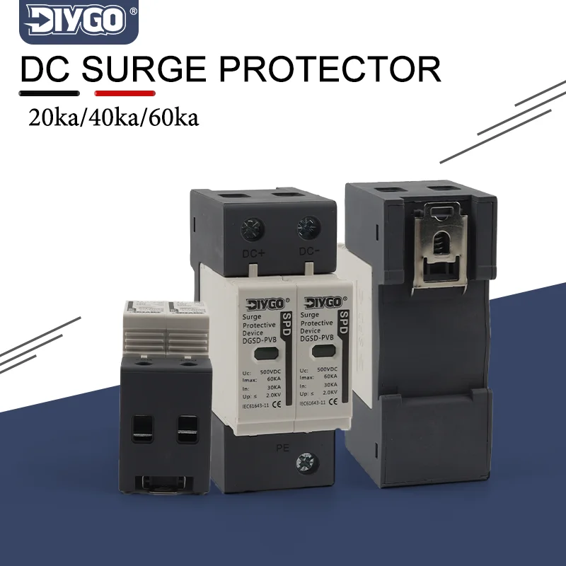 2P 10-20/20-40/30-60KA DC SPD Surge Protector Device 500/600/800/1000V Voltage Protector Solar PV Lightning Arrester Low-voltage
2P 10-20/20-40/30-60KA DC SPD Surge Protector Device 500/600/800/1000V Voltage Protector Solar PV Lightning Arrester Low-voltage