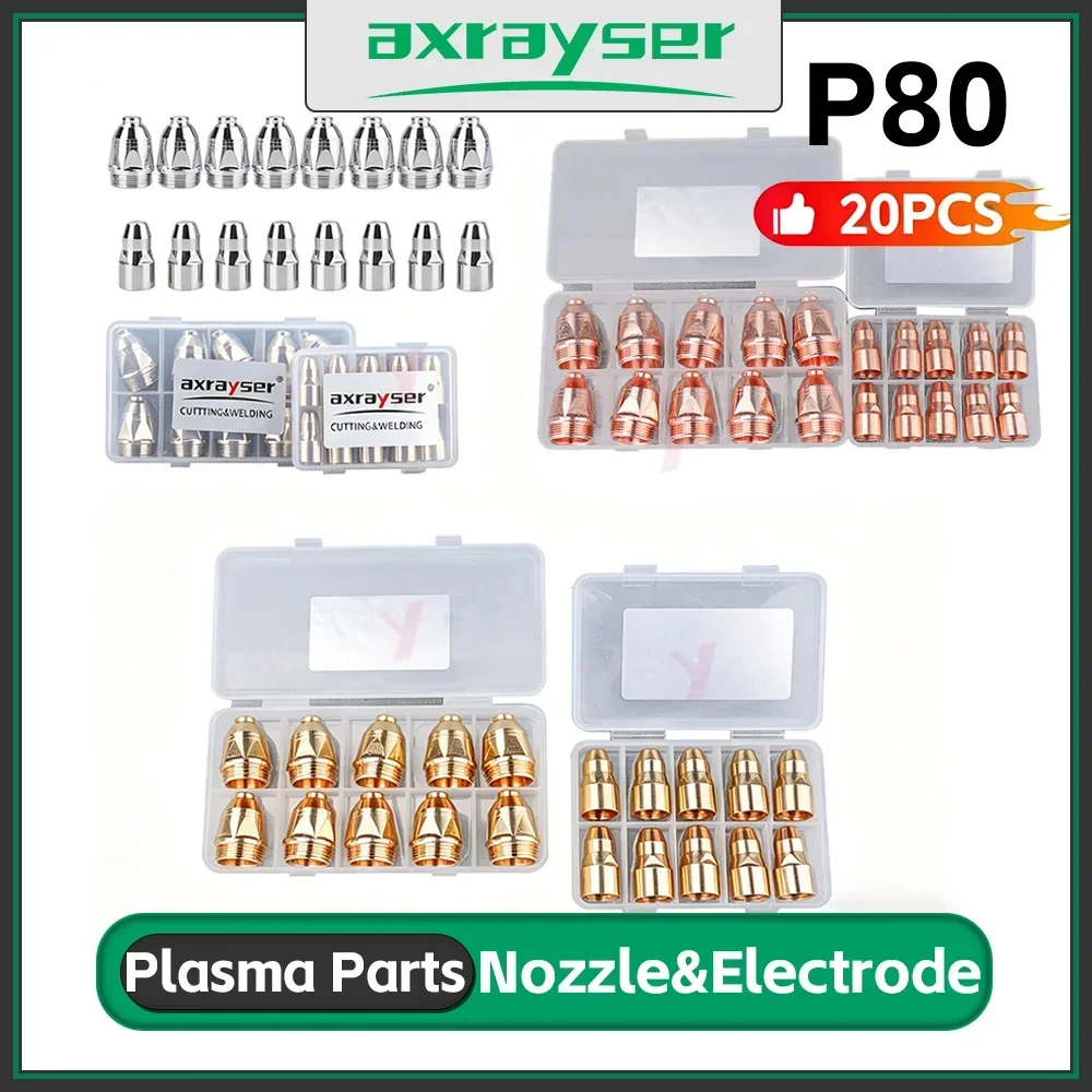 20Pcs/Set P80 P-80 Plasma Cutting Nozzle and Electrode Hafnium Wire P80 Plasma Consumables Plasma Cutter Nozzle for P80 Plasma
20Pcs/Set P80 P-80 Plasma Cutting Nozzle and Electrode Hafnium Wire P80 Plasma Consumables Plasma Cutter Nozzle for P80 Plasma