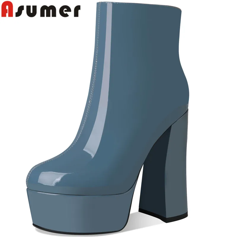 ASUMER 2022 New Zipper Thick Super High Heels Boots Woman Genuine Leather Ankle Boots Ladies Spring Platform Shoes
ASUMER 2022 New Zipper Thick Super High Heels Boots Woman Genuine Leather Ankle Boots Ladies Spring Platform Shoes