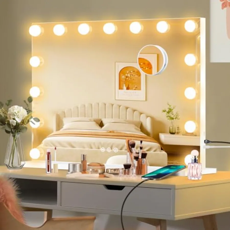 Moonee Vanity Mirror with Lights, Hollywood Lighted Makeup Mirror with 15 Dimmable Bulbs and 10X Magnification, 3 Colors Modes,
Moonee Vanity Mirror with Lights, Hollywood Lighted Makeup Mirror with 15 Dimmable Bulbs and 10X Magnification, 3 Colors Modes,