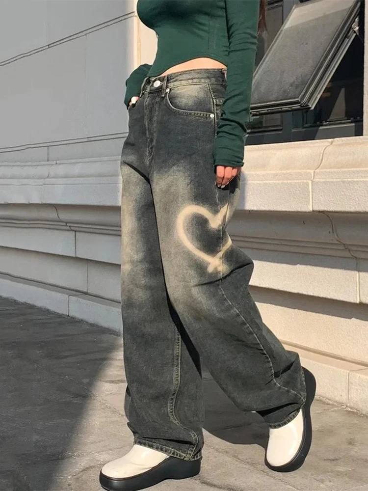 Vintage Washed Denim Pants For Women Print Design Loose Fashion High Waist Female Trousers 2024 Autumn New Jeans
Vintage Washed Denim Pants For Women Print Design Loose Fashion High Waist Female Trousers 2024 Autumn New Jeans