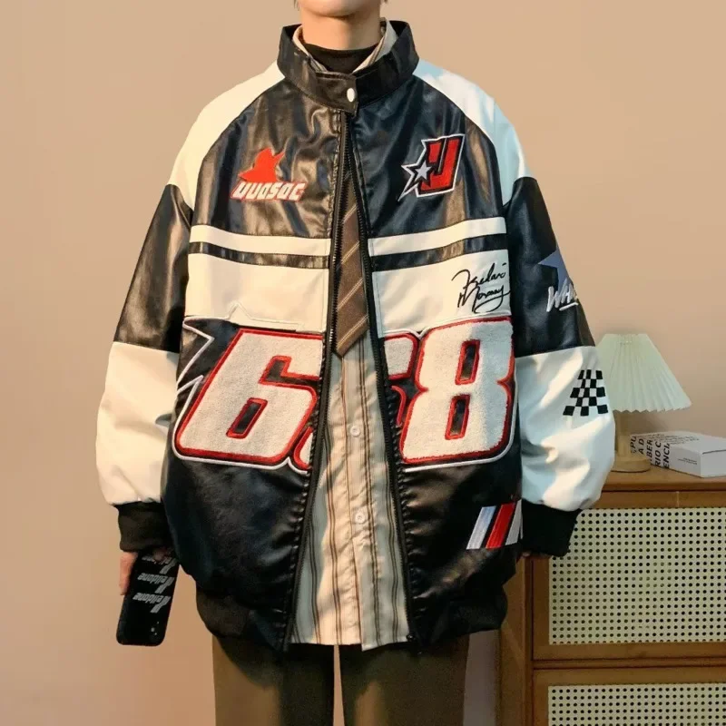 2023jacket bomber women new outerwear PU leather y2k vintage varsity Jackets racing American oversize baseball Jacket design
2023jacket bomber women new outerwear PU leather y2k vintage varsity Jackets racing American oversize baseball Jacket design