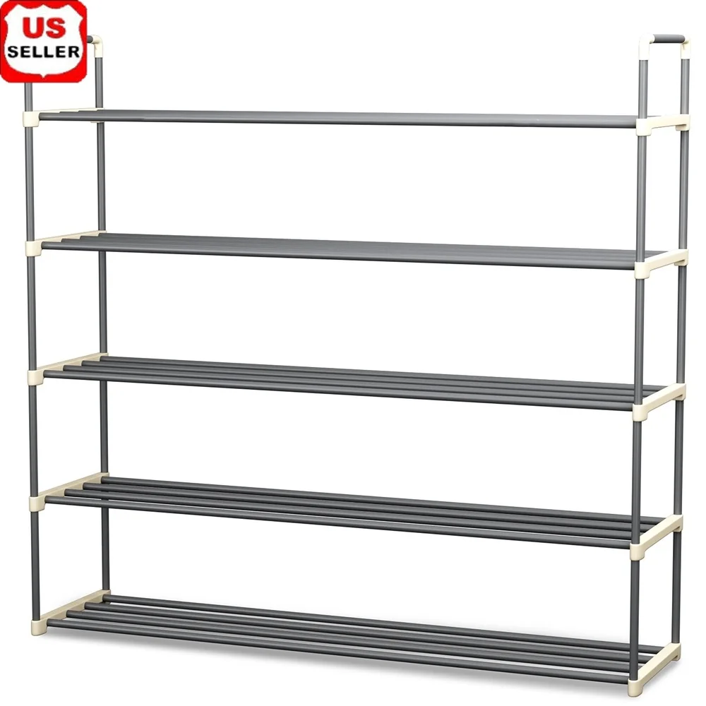 5 Tier Shoe Rack Organizer Holds 25 Pairs Sneakers Heels Boots Space Saving Design Durable Plastic Easy Assembly Multi
5 Tier Shoe Rack Organizer Holds 25 Pairs Sneakers Heels Boots Space Saving Design Durable Plastic Easy Assembly Multi