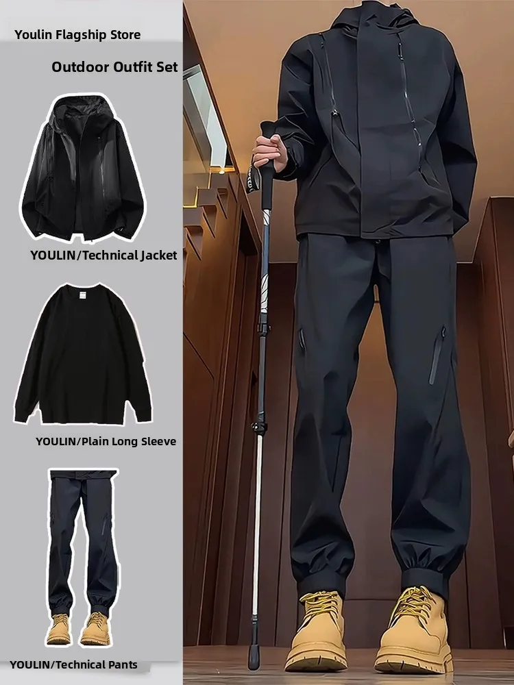 Bla Samurai Tee-Proof Outdoor Climbing Jaet Men's Cool Haome Set Windproof Waterproof Hiking Clothes Full Set
Bla Samurai Tee-Proof Outdoor Climbing Jaet Men's Cool Haome Set Windproof Waterproof Hiking Clothes Full Set